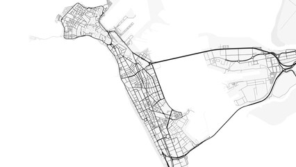 Cádiz City Map. Minimalist black and white line art poster for printing, wallpaper, wall art, and map resources for home and office decor © City in Art