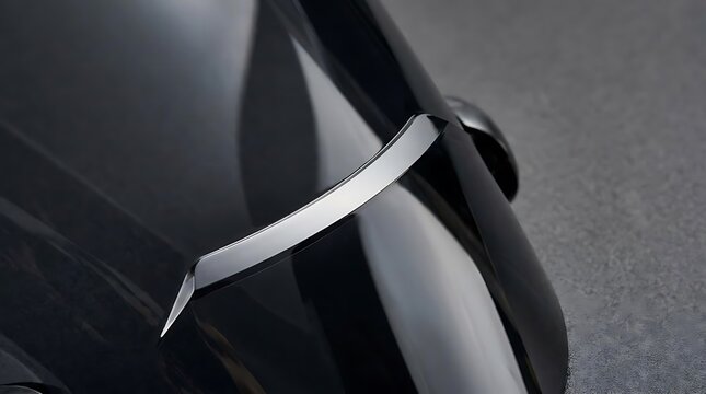 Black luxury car rear wing and chrome detail.