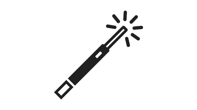 Magic wand vector graphic illustration featuring a black silhouette design with glowing sparks for creative projects