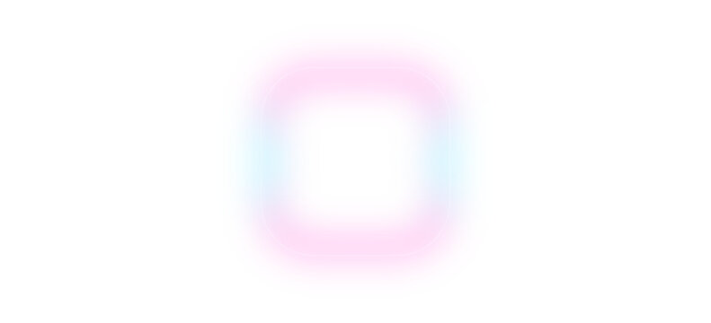 A square frame with rounded corners featuring a vibrant pink and cyan gradient blur, presented on a white background, for clean projects isolated on a transparent background