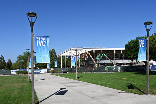 IRVINE, CALIFORNIA - 13 SEP 2026: Construction of the new Student Services Building on the campus of Irvine Valley College, IVC.