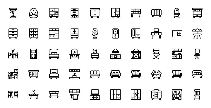 Furnitures Flat Icon Collection for Web and Print