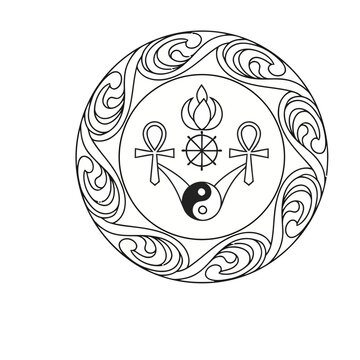 Circle Emblem with Religious Symbols