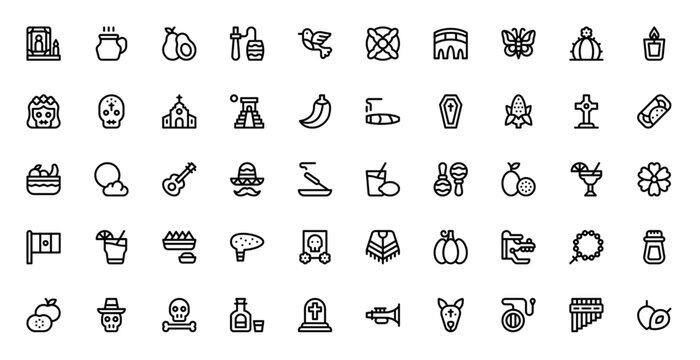 Dia De Muertos Vector Icons for Websites Apps and Publications
