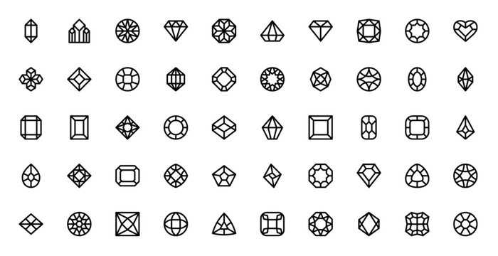Diamonds And Gems Flat Icon Collection for Web and Print