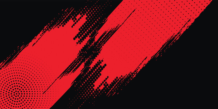 Dark Black and Red Abstract Grunge Background &ndash; Striking Halftone Style Vector for Music Posters, Banners, and Web Design