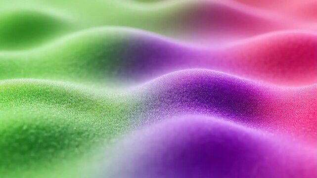 Abstract wavy structure with green purple and pink granular surface