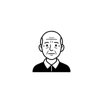 Mature bald man in suit portrait illustration with neutral expression for professional branding