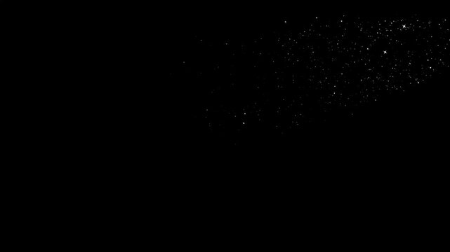 Elegant golden glitter star trail with glowing golden particles flowing along a winding path, doodle glitter sparkles star trail creating a sparkling fantasy line effect on black background in 4k