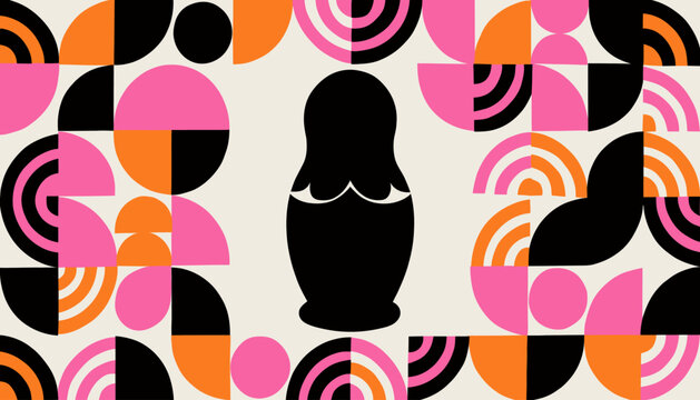 matryoshka doll, geometric pattern
