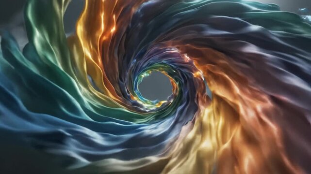 美しい渦巻きの色彩が描く宇宙的な光の波動現象.