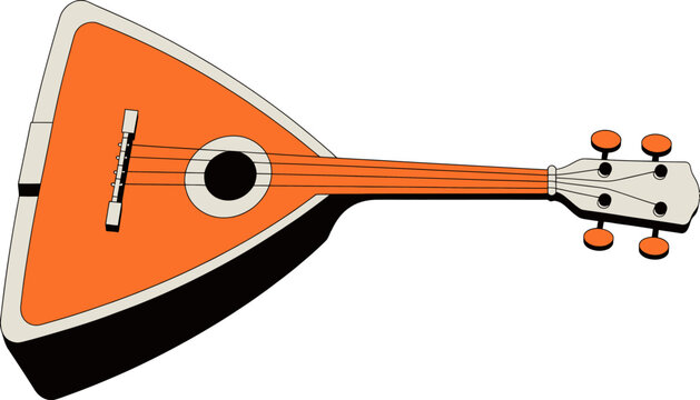 Triangular Stringed Musical Instrument: Flat Design Balalaika