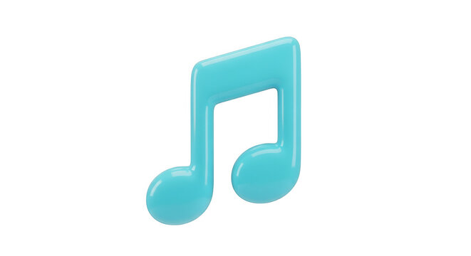 Turquoise eighth note symbol with soft lighting and shallow depth of field for music concepts