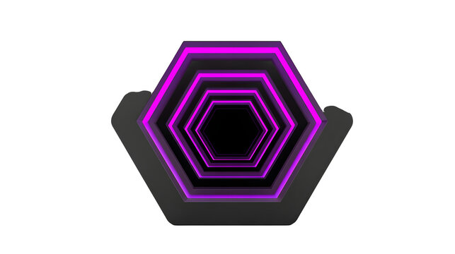 A floating 3d abstract hexagon tunnel perspective