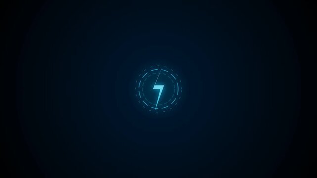Electric bolt symbol animation with futuristic digital energy aura