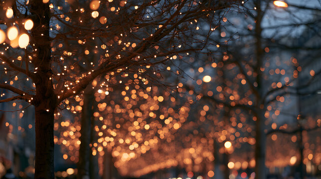 Beautiful Christmas Lights Decorate Champs-&Eacute;lys&eacute;es Street in Paris at Dusk