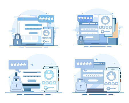 OTP security set illustrating one time passwords, mobile notifications, verification codes and multi factor authentication for protected websites, apps and online payments