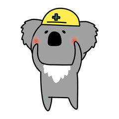 ヘルメットをかぶっているコアラ © てがきっず