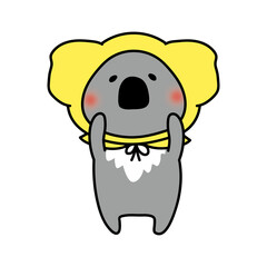 防災頭巾をかぶっているコアラ © てがきっず