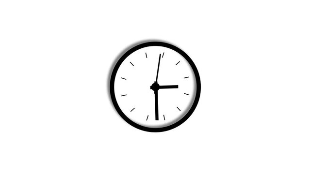 animated wall clock flat illustration isolated on white background. 4k video