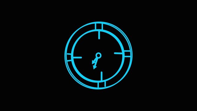 The stopwatch icon. Stopwatch icon in flat style, timer on black background. Motion graphics.