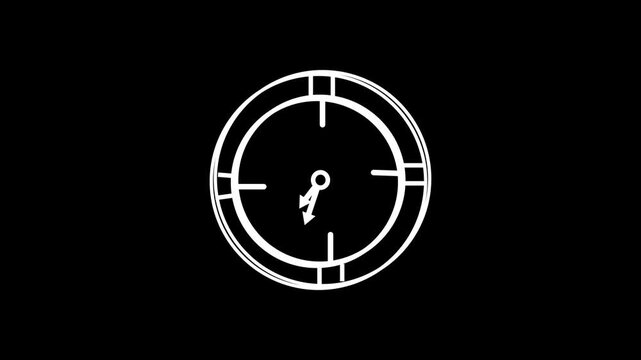 The stopwatch icon. Stopwatch icon in flat style, timer on black background. Motion graphics.