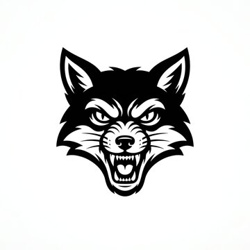 Aggressive wolf head mascot logo design in black and white vector style