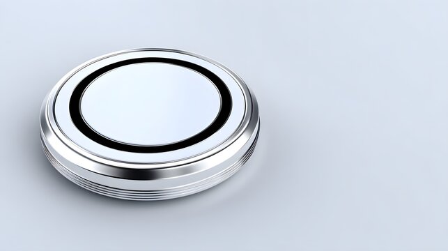 Sleek Silver Circular Wireless Charger with Black Ring Accent on White Background