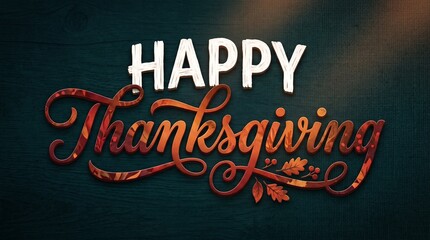 Obraz premium Festive and happy thanksgiving typography design with warm autumn colors and a softly blurred background for holiday celebrations