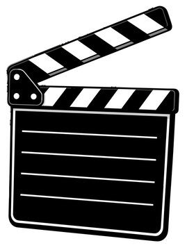 Movie Clapperboard Film Slate Black and White Vector Graphic