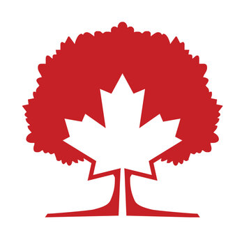maple tree logo, simple flat design vector.