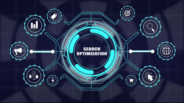 Digital search optimization ecosystem showing online search strategy, website indexing and organic growth