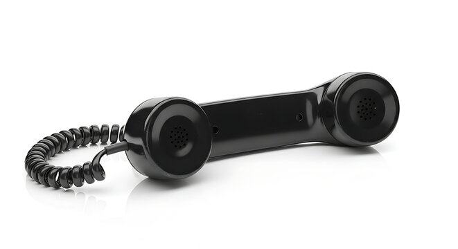Vintage black telephone handset with coiled cord