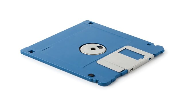 Blue floppy disk isolated on white background