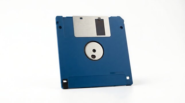 Blue floppy disk isolated on white background