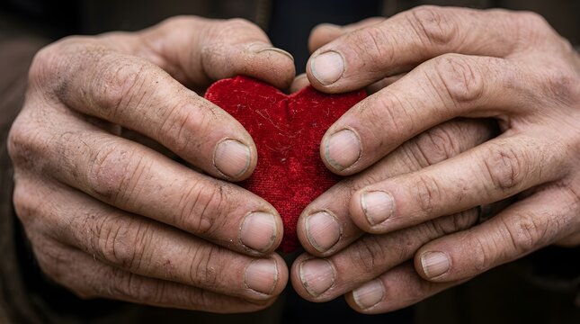 Hands Holding Heart-shaped Object in Compassionate Gesture
