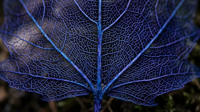 Intricate Blue Leaf Veins Display Fascinating Natural Patterning
