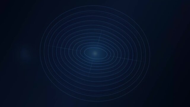 Minimalist Dark Blue Background Featuring Concentric Circular Wave Ripples Radiating From A Central Focal Point Of Soft Radiant Light