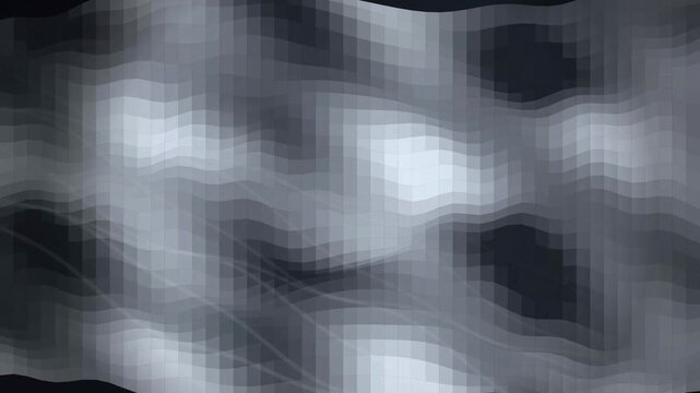 Abstract Monochrome Digital Wave Background with Pixelated Fluid Texture and Soft Grayscale Gradations