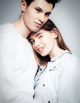 Love. Young couple hugs, have fun and vibing together , polaroid film style. Togetherness, family, relationship