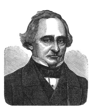 Christian Charles Josias von Bunsen, Prussian diplomat and scholar, portrait in formal 19th-century attire, old vintage illustration, 1894.