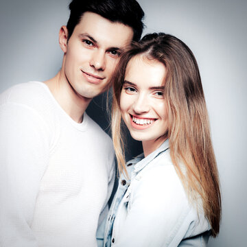Love. Young couple hugs, have fun and vibing together , polaroid film style. Togetherness, family, relationship