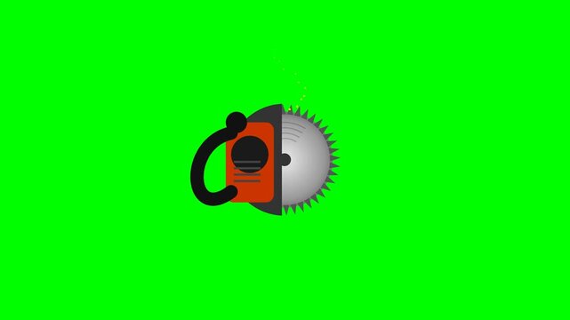 Industrial Circular Saw Spinning Animation Flat Vector Icon Design for Construction Equipment Identification and Modern Hardware Repair Tool Purpose