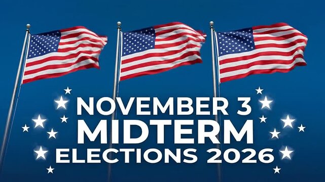 United States Flags Waving for November 3 Midterm Elections in 2026
