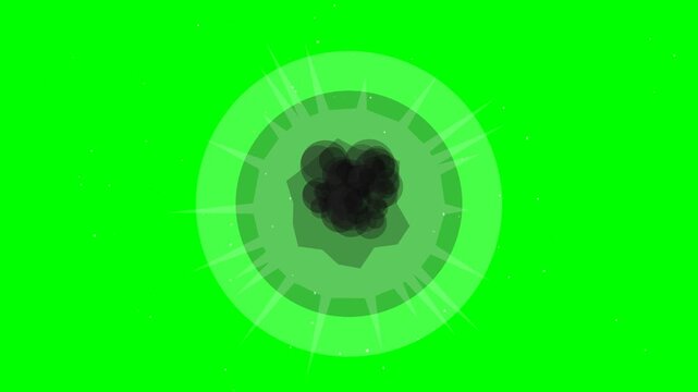 Animated Cartoon Bomb with Lit Fuse Ready to Explode on Green Screen