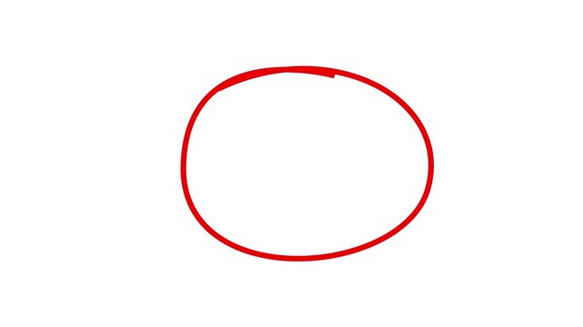 Hand drawn red circle marker highlights 4k video animation on transparent background. Scribble highlights overlay alpha channel. Brush stock red circle marker pen style for making text