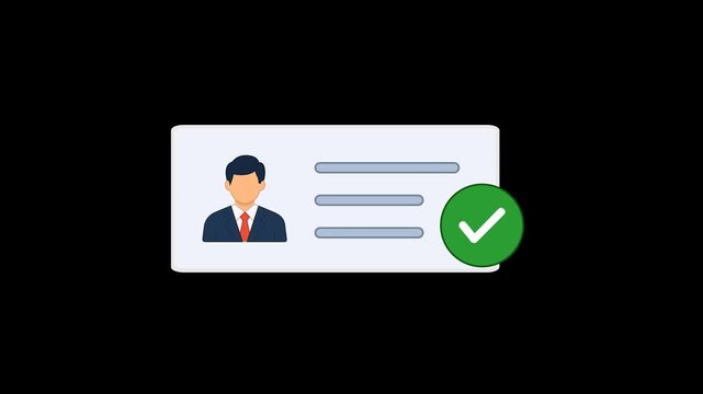 KYC Identity Verification Banking Security Icon Animation with Green Background. Full HD. 4K