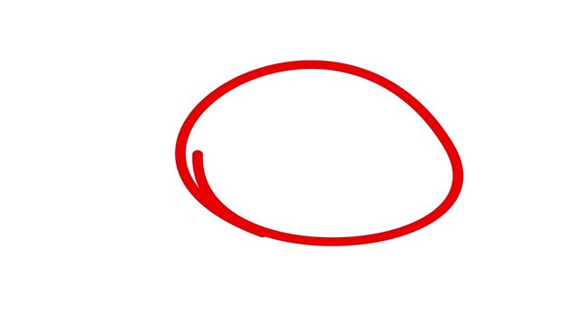 Hand drawn red circle marker highlights 4k video animation on transparent background. Scribble highlights overlay alpha channel. Brush stock red circle marker pen style for making text