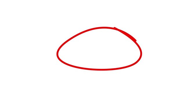 Hand drawn red circle marker highlights 4k video animation on transparent background. Scribble highlights overlay alpha channel. Brush stock red circle marker pen style for making text