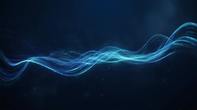 Futuristic glowing blue light wave flowing through a dark technological space with soft particles for Movember Event